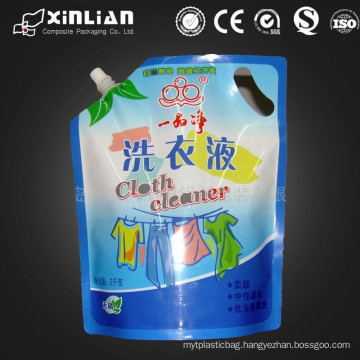 hot sale stand up plastic packaging bag with spout for laundry detergent
